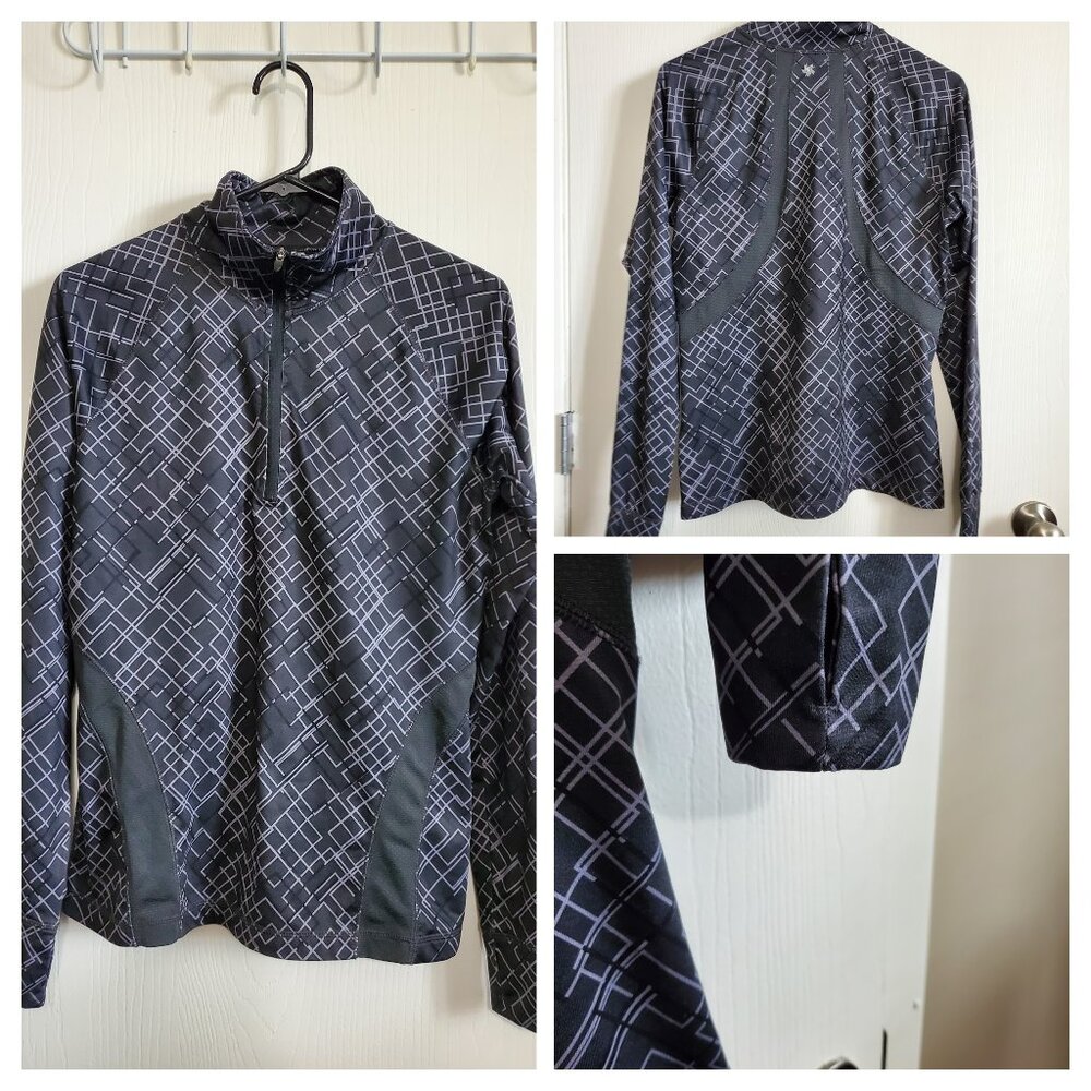 TEKGEAR quarter zip long sleeve activewear top black gray